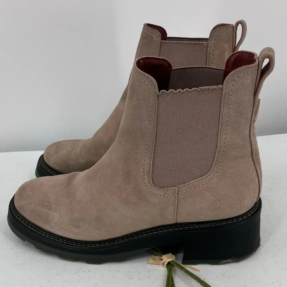 Gianni Bini GB The Change Re-New Tan Suede Leather Chelsea Ankle Heel Boot Shoes